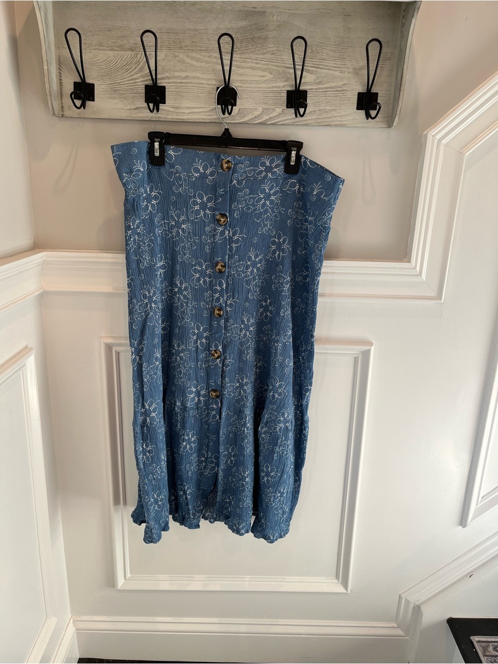 Blue Floral Button-Front Women’s Skirt